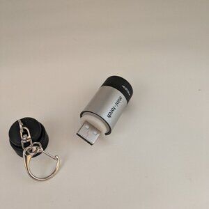 Mini Keychain USB rechargeable rotary switch high brightness LED flashlight suit